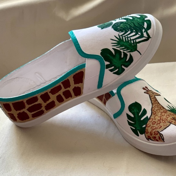 Hand Painted Canvas Slip On Shoes - Picture 5 of 6